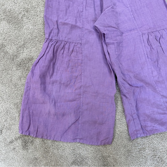 Et’Lois Women’s 100% Linen Tanya Pull On Pants Wide Leg Made in USA in Purple S - Picture 7 of 14